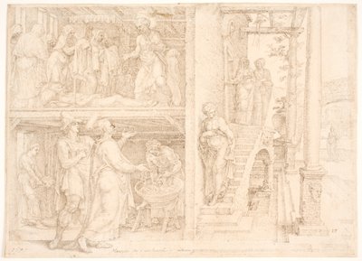 Petrus wekt Tabita op door Maarten van Heemskerck