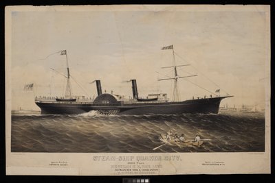 Stoomschip Quaker City... Reguliere U.S. Mail Line tussen New York & Charleston W H West, Commandant door Macoy & Herwig