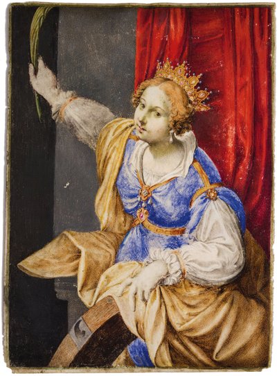 Artemisia Gentileschi als Sint Catharina van Alexandrië, midden 17e eeuw door Maddalena Corvina