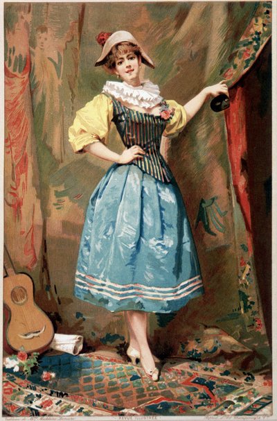 Het kostuum (Een vrouw met een gitaar), 19e eeuw door Madeleine Lemaire