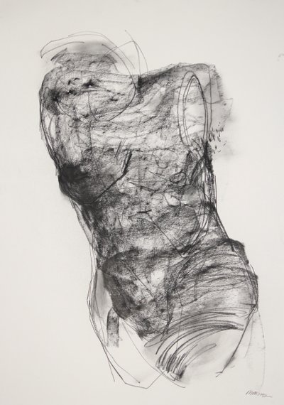 Torso 2, 2022 (houtskool op papier) door Madgalena Morey