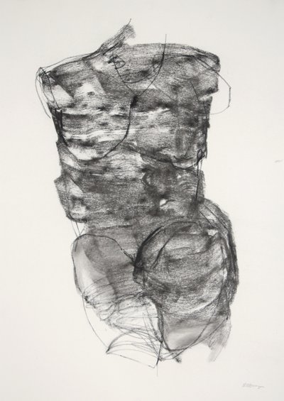 Torso 4, 2022 (houtskool op papier) door Madgalena Morey