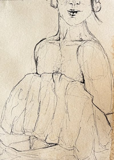 Schets van een peinzende figuur door Madison Phipps