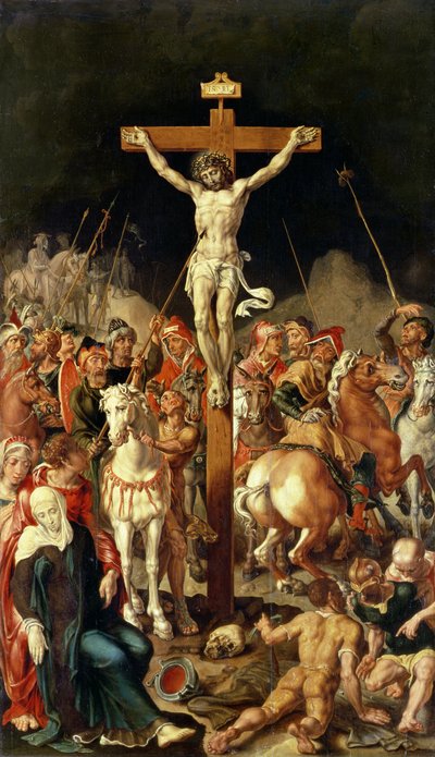 Calvarie, centraal paneel van een drieluik door Maerten van Heemskerck