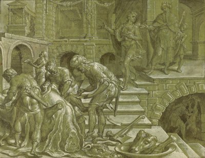 De gelijkenis van de koning die een bruiloft voorbereidde door Maerten van Heemskerck