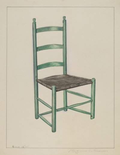 Ladderrugstoel - genaamd schokstoel, ca. 1936 door Magnus S. Fossum