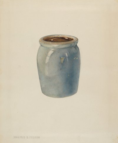 Aardewerk jam pot, ca. 1938 door Magnus S. Fossum