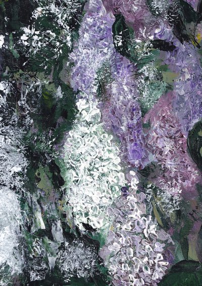 Abstracte schilderij van seringen door Maira Ribena