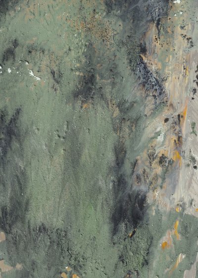 Gedempt groen, abstracte stroming door Maira Ribena