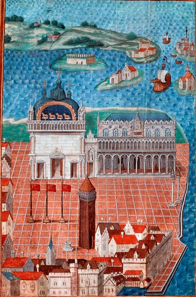 Uitzicht op het San Marcoplein met het Dogepaleis in Venetië door Maitre de Philippe de Gueldre