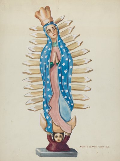 Guadalupe Houten Santo of Bulto, c. 1937 door Majel G. Claflin