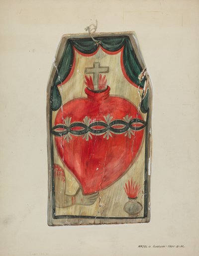 Retablo Heilig Hart, ca. 1939 door Majel G. Claflin