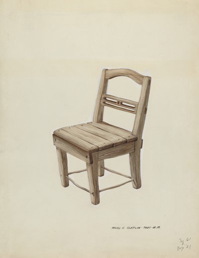 Kleine Houten Stoel door Majel G. Claflin