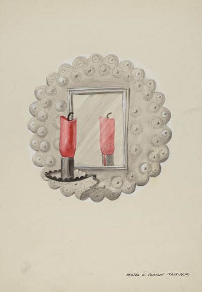 Tin-Spiegel Kandelaar, ca. 1937 door Majel G. Claflin