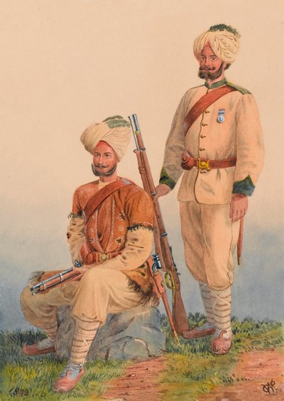 Sikh-ordonnansen van generaal Roberts, Dewa Singh en Dehan Singh, 3e Punjab Frontier Force door Major General R.G. Woodthorpe
