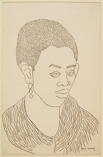 Studie van een meisje met oorbel door Malvin Gray Johnson