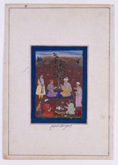 Een prins ontmoet een islamitische heilige man, Mughal dynastie, regering van Jahangir, ca.1610 (inkt, aquarel  goud op papier) door Manohar (studio of) (attr. to)
