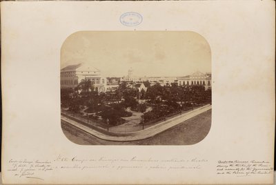Campo das Princezas in Pernambuco met het theater, de provinciale vergadering, het gymnasium en het presidentieel paleis door Marc Ferrez