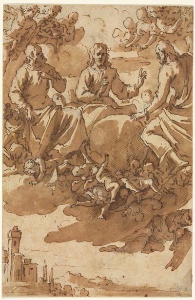 Christus in Glorie met Twee Heiligen door Marcantonio Bassetti