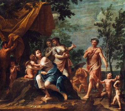 Apollo met drie Gratiën, Venus, Cupido en Pan door Marcantonio Franceschini