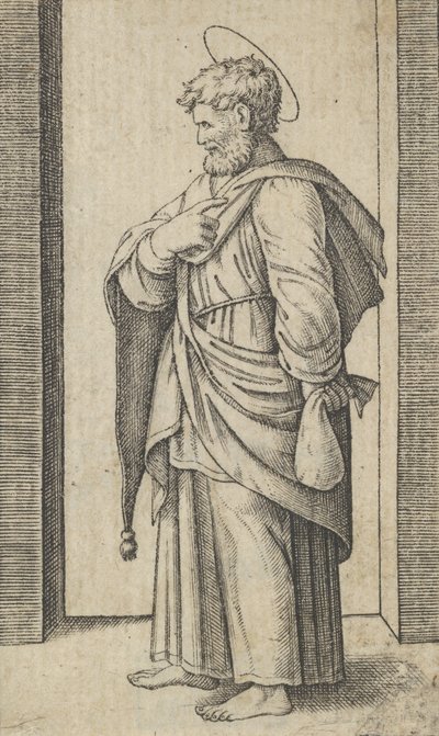 Sint Mattheüs, een kleine zak in zijn linkerhand, uit de serie 