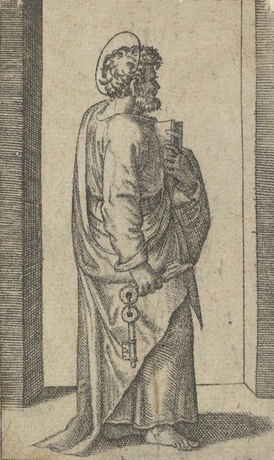 Sint Pieter, sleutels in rechterhand, boek in linkerhand, naar rechts kijkend, uit de serie 