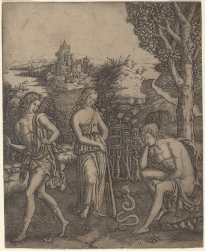 Slang die tot een Jongeman Spreekt door Marcantonio Raimondi