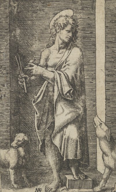 Sint Lazarus geflankeerd door twee honden, uit de serie 