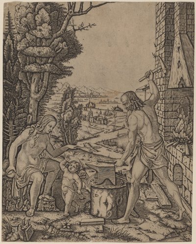 Vulcanus, Venus en Eros door Marcantonio Raimondi