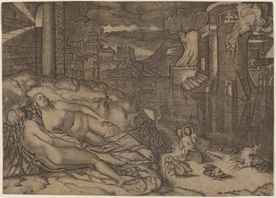 Raphaëls droom door Marcantonio Raimondi possibly after Raphael