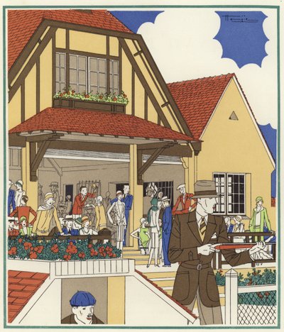 Duiven-Schietclub in Le Touquet (kleur litho) door Marcel Jacques Hemjik