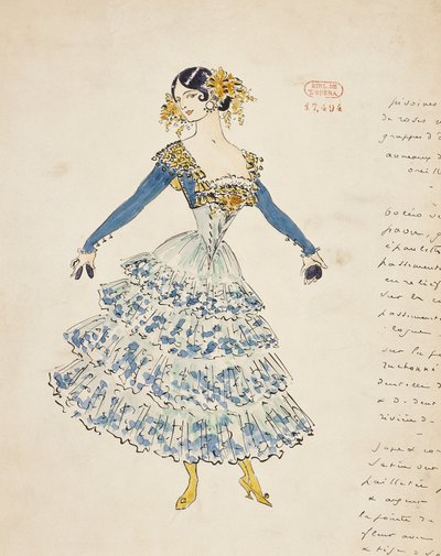 Carmen, kostuumschets door Marcel Multzer voor Act II van Carmen, door Georges Bizet door Marcel Multzer