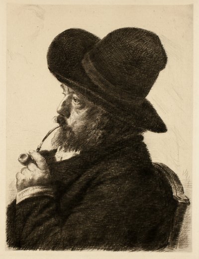 Roken met grote hoed (Zelfportret) door Marcellin Gilbert Desboutin