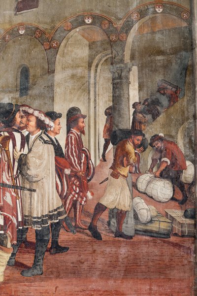 Jachtscène (detail) door Marcello or Romani Girolamo (Romanino) (c.1485 c.1566) (attr.to) Fogolino