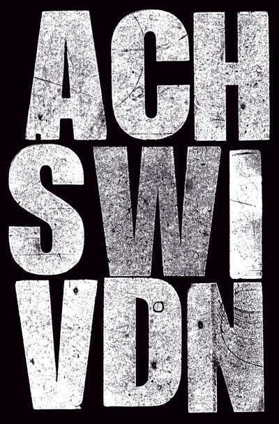 Letters, 2014 (houtdruk op zwart papier) door Marco Campedelli