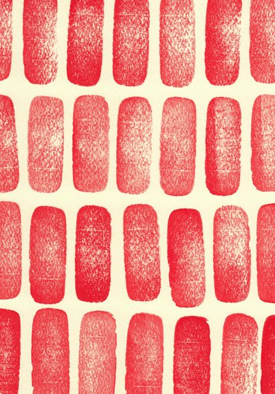 Stenen_rood, 2017 (rubberen stempels) door Marco Campedelli