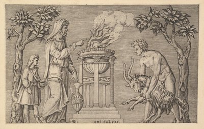 Speculum Romanae Magnificentiae: Het offer van een ram door Marco Dente