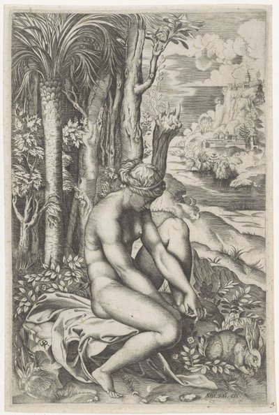 Venus gewond door de doorn van een roos door Marco Dente