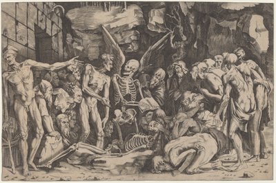 De Skeletten door Marco Dente, after Baccio Bandinelli