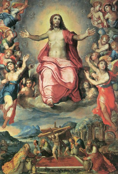 Duits: Mystieke wijnpers en Christus in heerlijkheid door Marco Pino