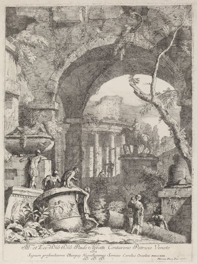 Capriccio: Ruïnes door Marco Ricci
