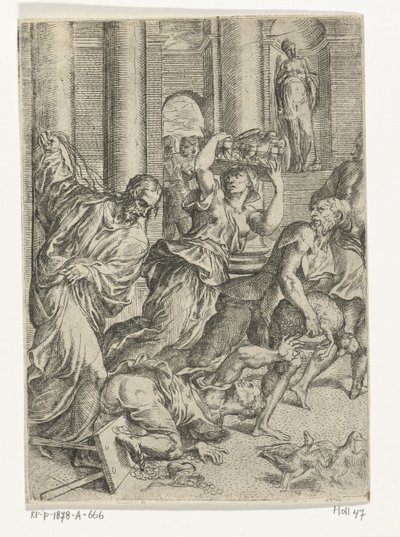 Christus verdrijft geldwisselaars uit de tempel door Marco dell