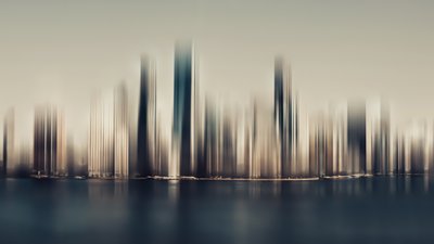 Abstracte weerspiegeling van een stadsgezicht door Marcus Hennen