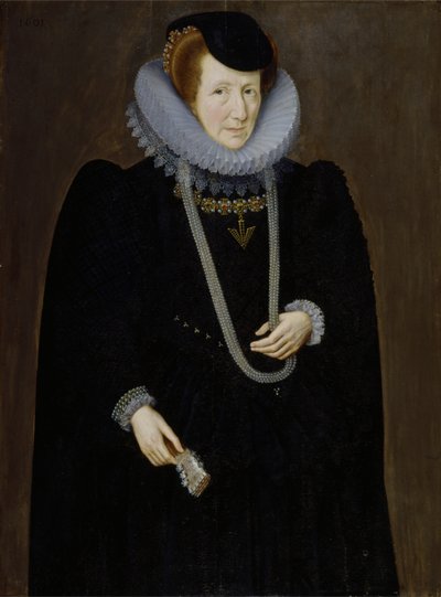 Portret van een vrouw, waarschijnlijk Eleanor Packington, Lady Scudamore door Marcus the Younger Gheeraerts