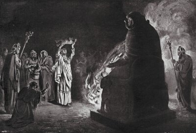 Een Fenicisch offer aan Moloch (litho) door Margaret (after) Dovaston
