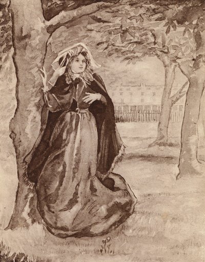 Elizabeth Barrett Browning, Engels dichteres (litho) door Margaret Baillie Saunders
