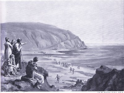 Aankomst van de stichters van Fenicië (litho) door Margaret Dovaston