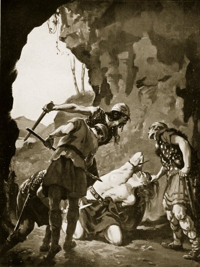 Constantijn II gedood door de Denen, 881 na Chr., illustratie uit 