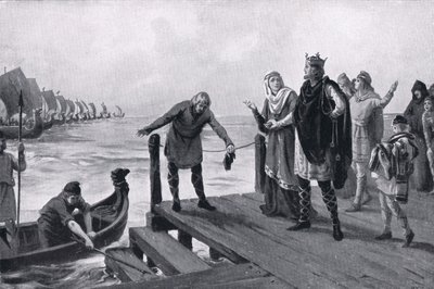 Edgar de Vredelievende houdt een marineoverzicht AD973 door Margaret Dovaston