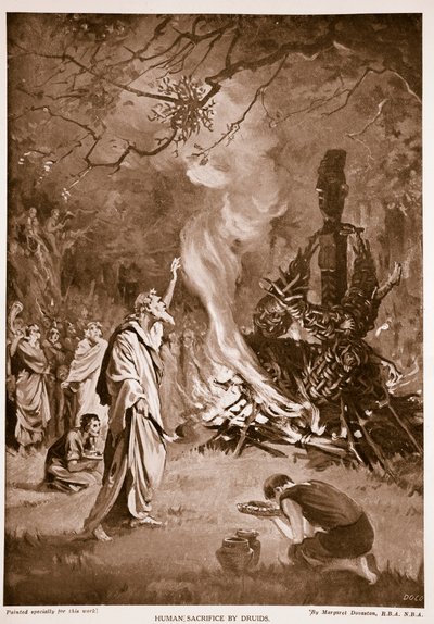 Mensenoffer door Druïden, illustratie uit 